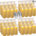 Flickering Flameless Candles Battery Operated with Remote and 2/4/6/8 H Timer Plexiglass LED Pillar Candles with Realistic Moving Wick for Home Decor Pack of 48 (D2.2 xH 5" 6" 7") (Ivory)