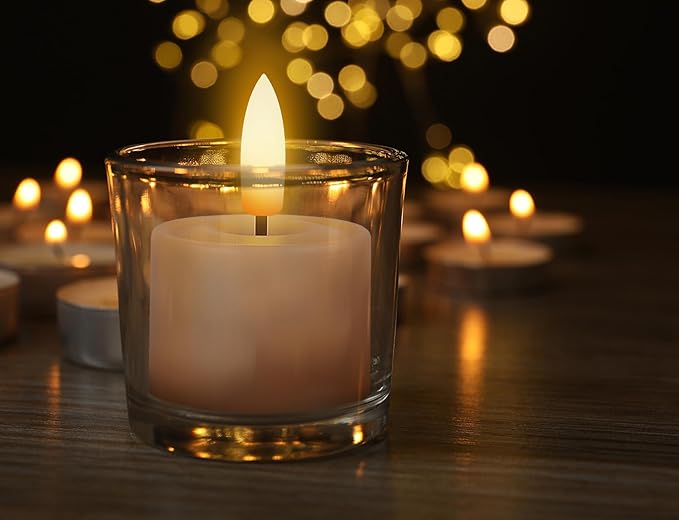 Rechargeable Tea Lights with Remote Timer, Battery Operated LED Tealight Flameless Candles, Flickering Tealights for Votive, Weddings, Parties, Halloween, Christmas, Home Decoration (12 Pack)