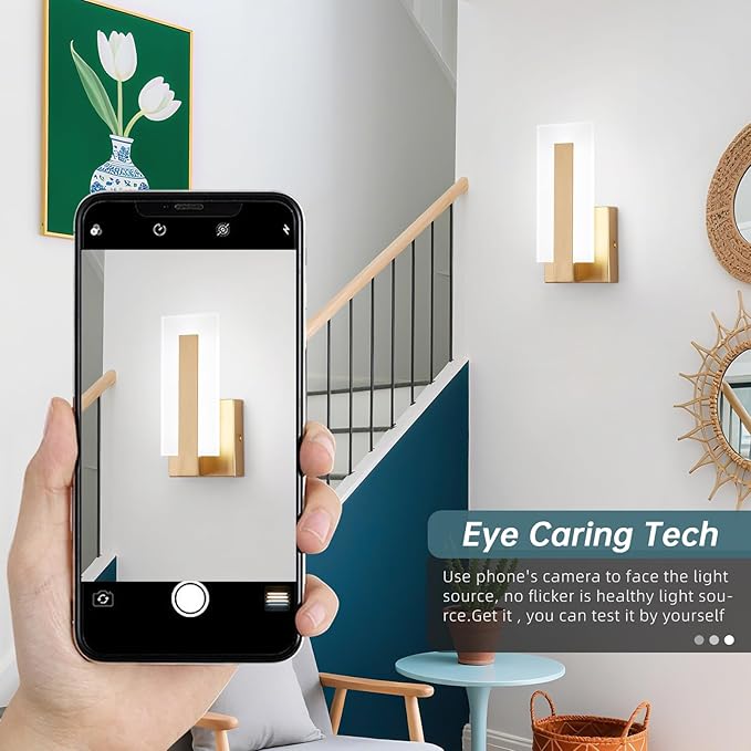 Modern LED Wall Sconces, 8W Indoor Acrylic Wall Mounted Lighting Fixture, 6000K Cool White Hardwired LED Wall Lamp for Living Room, Bedroom, Corridor, Bedside