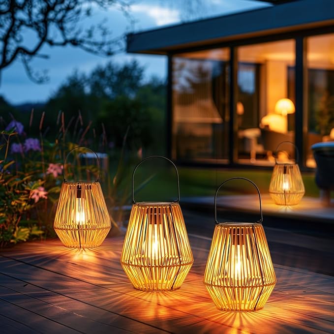 Homemory Solar Lanterns Outdoor Waterproof Hanging Lights, Outside Solar Lamp Decorative for Garden, Yard, Patio, Porch, Trees, Lawn, Pathway, Table (4)