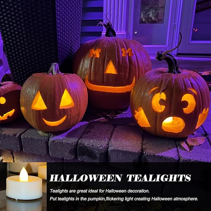 12 Pack Battery Operated Tea Lights Candles Flickering Flameless LED Lights, Long Lasting 200+ Hours Realistic Electric TeaLights Fake Plastic candles for Wedding, Centerpieces, Halloween, Christmas