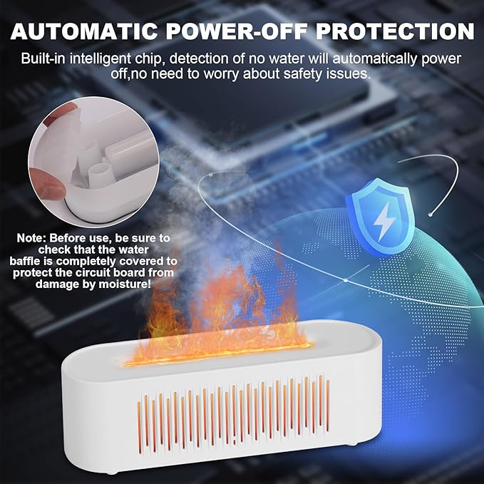 Volcano Humidifier Flame Fire Diffuser: 260ml Super Quiet Essential Oil Diffuser 7 Colors Changed Flame Light Spray Aromatherapy Humidifier 2/4/6H Timer Auto Shut Off for Bedroom,Gift (White)