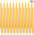 Macarrie 24 Packs Flameless Taper Candles Battery Operated Fake 11 Inch Long Candlelight LED Flameless Candlesticks Flickering Tapered for Spring Summer Wedding(Yellow)