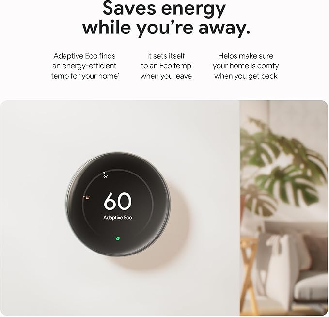 Google Nest Learning Thermostat (4th Gen, 2024) with Nest Temperature Sensor - Energy Saving Smart Thermostat - Compatible with Alexa, Apple HomeKit and Google Home App - Polished Gold