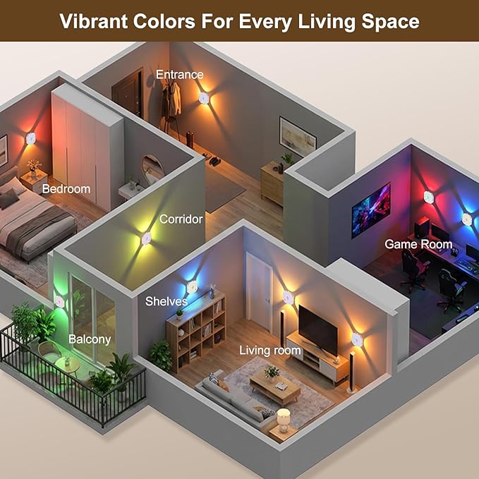 Motion Sensor LED Night Lights 4 Pack, Rechargeable Wireless Stair Lights, Magnetic Installation, RGB & 3 Color Temp, Wall Sconce for Hallway Closet Bedroom Indoor