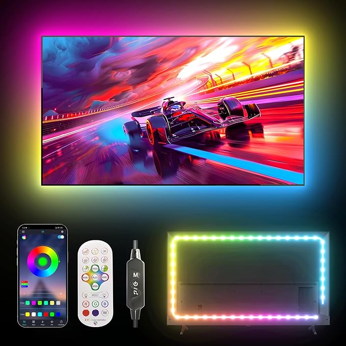 LED Lights for TV, RGB TV Backlight Behind, 16.4ft LED Lights for 45-75 Inch TVs, Music Sync Bluetooth APP & Remote Control USB Powered,Strip Lights for Bedroom, Xmas, Home Décor (13.1ft)