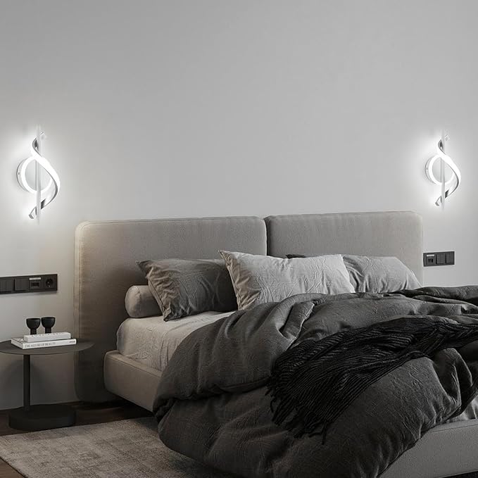 LED Wall Sconces Sets of 2, 12W LED Wall Lights, Modern Spiral Wall Sconces, Wall Lamps for Living Room, 6000K Cold White Wall Mount Light Fixture for Stairs Living Room Bedroom Aisle Hallway