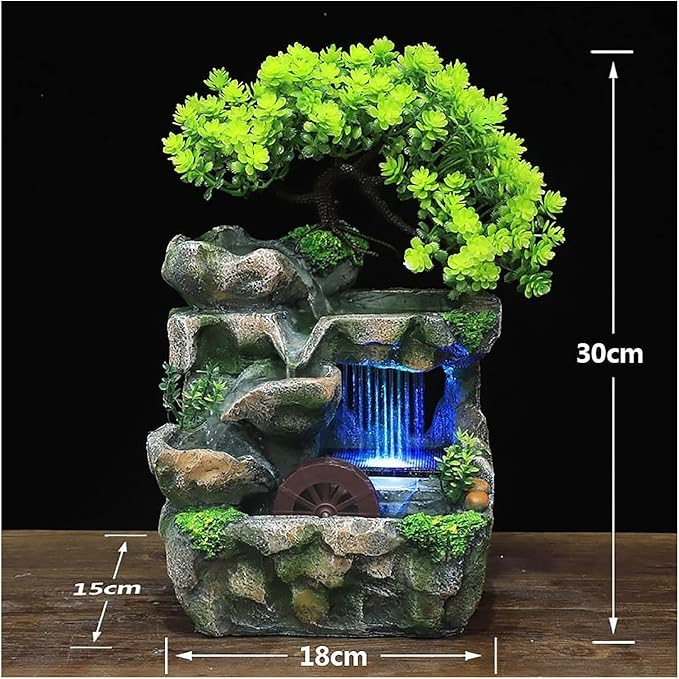 Bedroom Accessories Tabletop Fountains, Waterfall Tabletop Fountain,Zen Meditation Indoor Relaxation,LED Colorful Light Waterfall,for Office Home