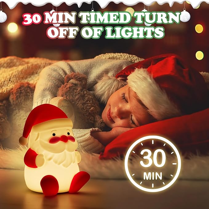 LED Cute Christmas Gift Night Light - Dimmable Bedside Lamp for Nursery - Rechargeable Touch Lamp with Squishy Silicone Cover - Cute Christmas Gift for Boys, irls, Baby, Children - Room Decor for Kids
