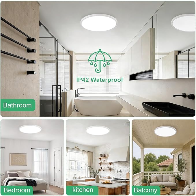 20 Inch Large LED Flush Mount Ceiling Light Fixture,45W,4600LM,3000K/4000K/6000K CCT Selectable,0.9 inch Super Slim Round Ceiling Light for Bedroom,Hallway,Kitchen (Dimmable White 1PK)