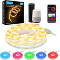 Ligency Smart Neon Rope Lights with Alexa - 16.4FT Ultra Bright RGBW LED Strip, Plug-in Adapter Powered, IP65 Waterproof Flexible Neon Lights with App Control & Music Sync, DIY Decor