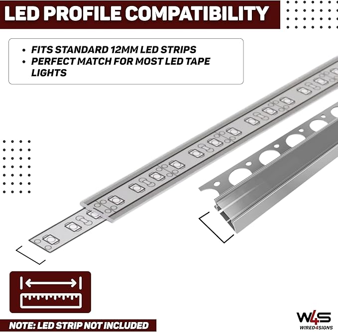 Wired4Signs Nicho Series White LED Tile Edge Light Strip Kit 24V DC Warm White 3000K Waterproof Silicone Profile Dimmable for Bathroom Shower Accent Lighting (2390mm (94")) LED Kit Only