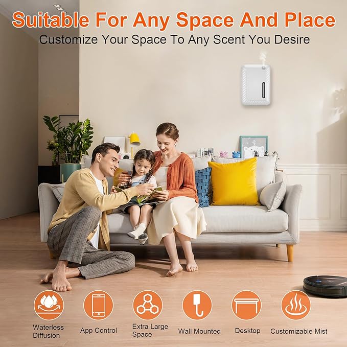 Waterless Essential Oil Diffuser for Large Rooms, 250mL Capacity Covers Up to 2300 Sq Ft, Programmable Timer, Quiet Aromatherapy Diffuser for Home, Office & Commercial Use