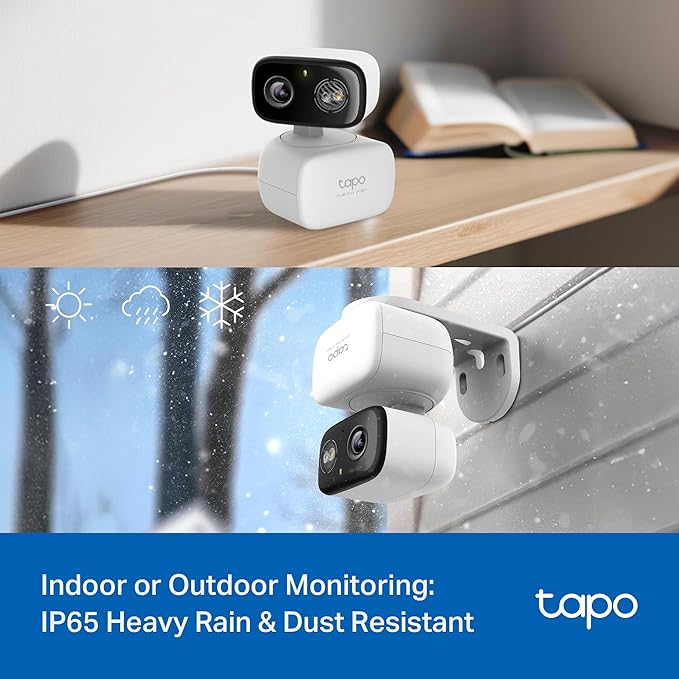 Tapo 2K Indoor/Outdoor Pan/Tilt Wired Security Camera - Baby Monitoring, Person & Baby Cry Detection, 360° Motion Tracking, Color Night Vision, Subscription-Free Local Storage or Optional Cloud, C216