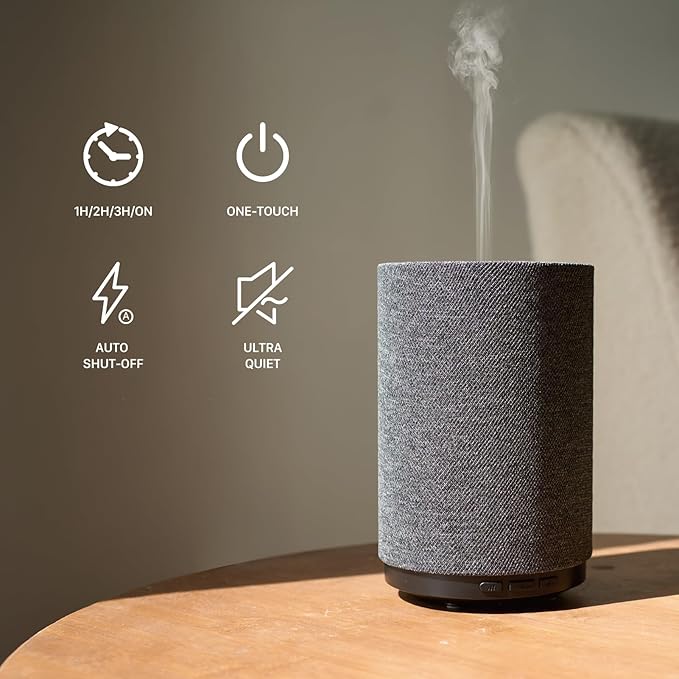 Essential Oil Diffuser, 110ml Aroma Diffuser with Night Light, 2 Mist Modes, 3 Light Settings, 4 Timer Modes, Auto Shut-Off，Oil Diffuser for Large Room