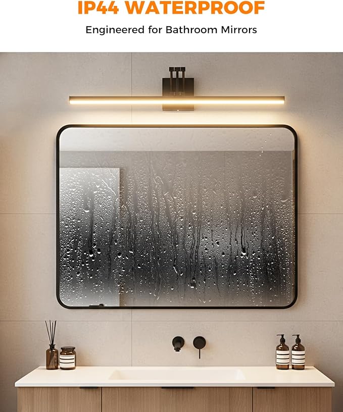Morden Long Vanity Lights, Black 32IN Bathroom Light Fixtures, 360°Rotatable Bathroom Vanity Fixture Over Mirror with 5CCT&Dimmable Wall Lamp, Eye-Friendly Led Bar For Vanity&Makeup-ETL, Ideal Gift