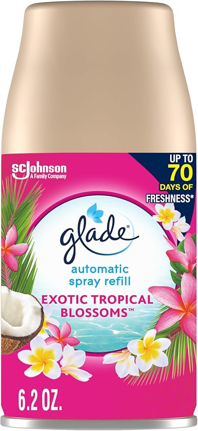 Glade Automatic Spray Refill, Air Freshener for Home and Bathroom, Exotic Tropical Blossoms, 6.2 Oz