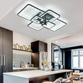 Modern LED Ceiling Light,6 Square Acrylic Black Modern Lighting Fixture Ceiling Lights for Living Room,Dimmable Lamp with Remote for Dining Room, Flush Mount Bedroom Light Fixture