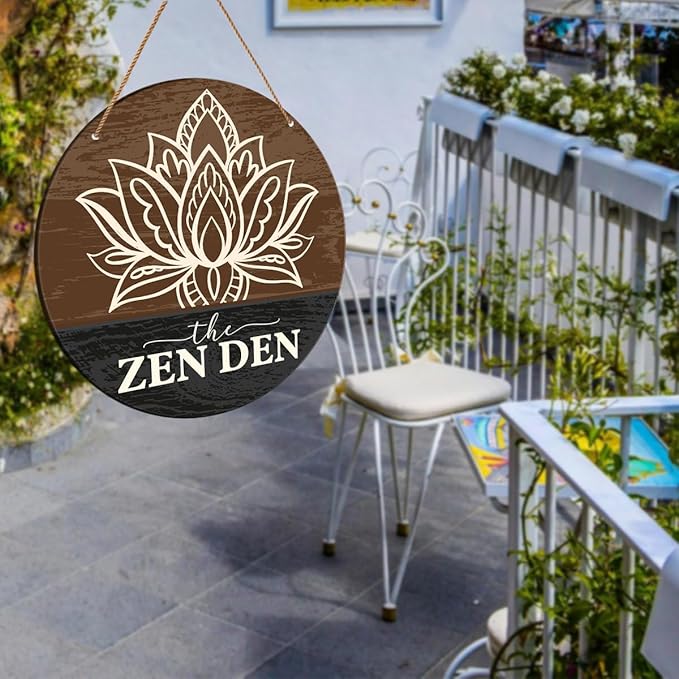 HSNBT Zen Den Room Wall Decor, Yoga Studio Room Wall Decor Meditation Spiritual Room Door Lotus Flower Wooden Hanging Sign Decorations, Gifts for Meditation Yoga Lover