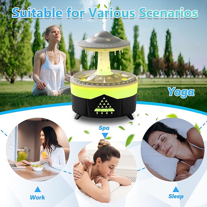 Essential Oils Diffusers for Home 350ml, Aromatherapy Diffusers for Essential Oils Large Room with R/C, 7 Color & 3 Lighting, Cool Mist Humidifiers for Bedroom & 3 Timers Office Yoga Black