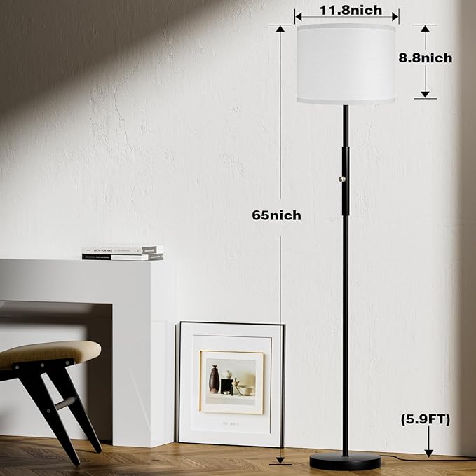 PARTPHONER Floor Lamp for Living Room Bedroom with Lampshade Stencil, 65’’ Modern Tall Lamp Simple Design Standing Lamps for Kids Room Home Office Reading, Bulb Included