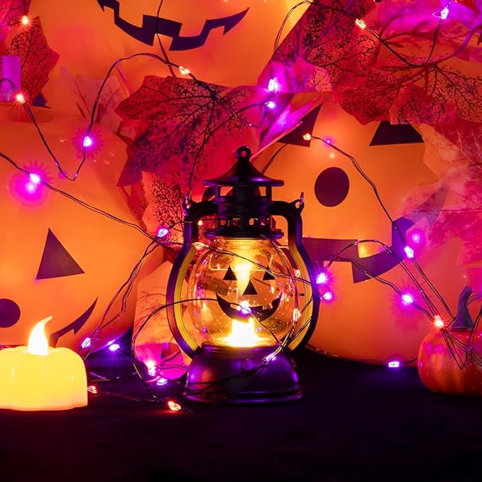 Halloween Fairy Lights 100FT 300 LED Waterproof Plug in Purple and Orange LED String Lights with Remote 8 Modes for Indoor or Outdoor, Patio, Backyard,Garden