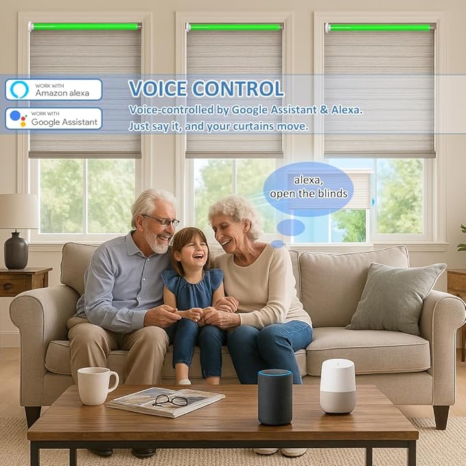 Smart WiFi Roller Shade Motor for 1.5" (38mm) Tube, Tuya App Alexa Voice Control No Hub Needed, 1.1Nm/2Nm Electric Blind Motor Retrofit Kit, RF Remote & Schedule Timer (2.0N.m Torque for 25rpm)
