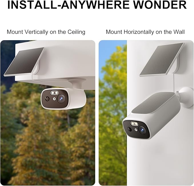 2K Solar Camera Outdoor Wireless-5/2.4Ghz WiFi Cameras for Home Security, AI Motion Detection, Color Night Vision, SD Card/Cloud Storage, Waterproof, Compatible with Alexa/Google Home (3 Cameras)