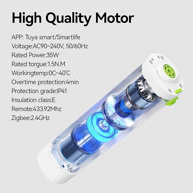 Electric Smart Curtains System, Motorized Curtain Rod with Remote & App Control, Compatible with Alexa/Google Home,Ultra Quiet Motor, Adjustable Track for Heavy Curtains up to 205 inches