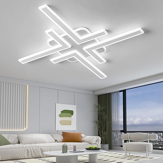 Modern LED Ceiling Lihgt with Remote Control Sputnik Flush Mount Ceiling Light Fixture 3 Color Dimmable White Chandelier for Kitchen Dining Room Living Room Bedroom.