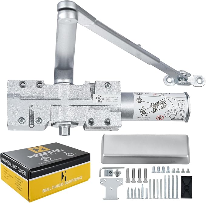 Grade 1 Commercial Door Closer, Extra Heavy Duty Hydraulic Auto Closer, Cast Iron Body & Forged Steel Arm, Size 1-6, Self-Closing, UL 3 Hour Fire Rated, ADA, 3 Mount Types, DC-OB
