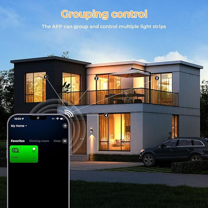Sumaote Single Color LED Strip Lights WiFi Controller, Compatible with Android iOS Works for 5050 3528 COB LED Light Strips, 12V-24V, Voice Control, Dimmable, Timing Function