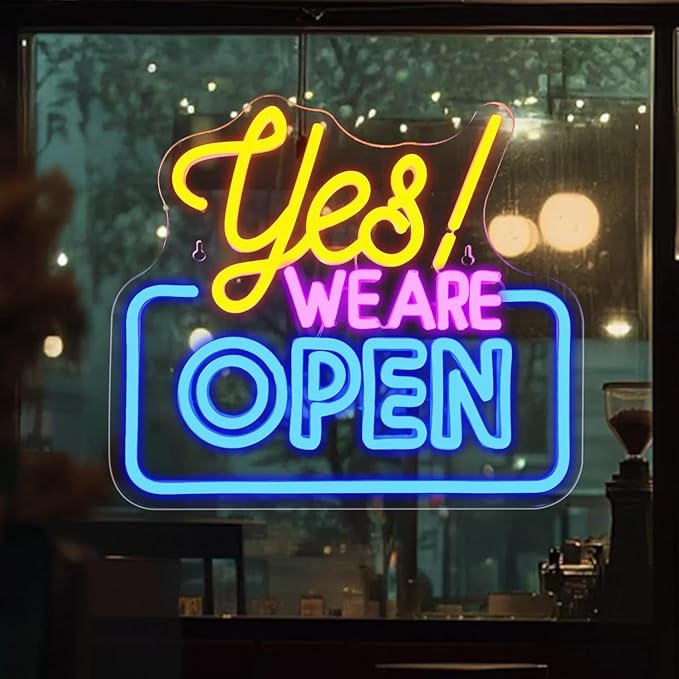 Yes We Are Open Neon Sign Wall Decorations Dimmable LED Light for Business Store USB Adjustable Brightness for Aesthetic Decoration for Coffee Shop Dessert Store Bar Pub Party Opening Gift