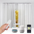 Smart Electric Curtain Ceiling Mounted Motorized Motor System Adjustable Track Length Compatible with Alexa Google Siri Apple 98-177in.