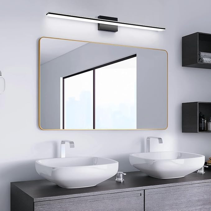 LED Bathroom Light Fixtures 28W Bath Room Lamps 40" Over The Mirror Lighting Fixture for Bathroom Matte Black Wall Lights Above Mirror 6000K