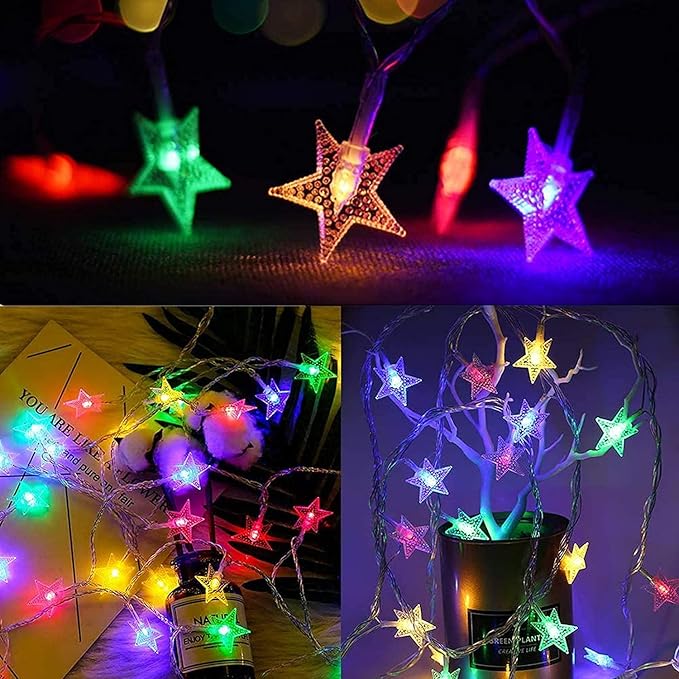 ITICdecor Star String Lights 15 FT 30 LED Fairy Christmas Light Battery Operated Indoor Outdoor Twinkle Lights Bedroom Decor for Party Wedding Xmas Tree (Multicolor)