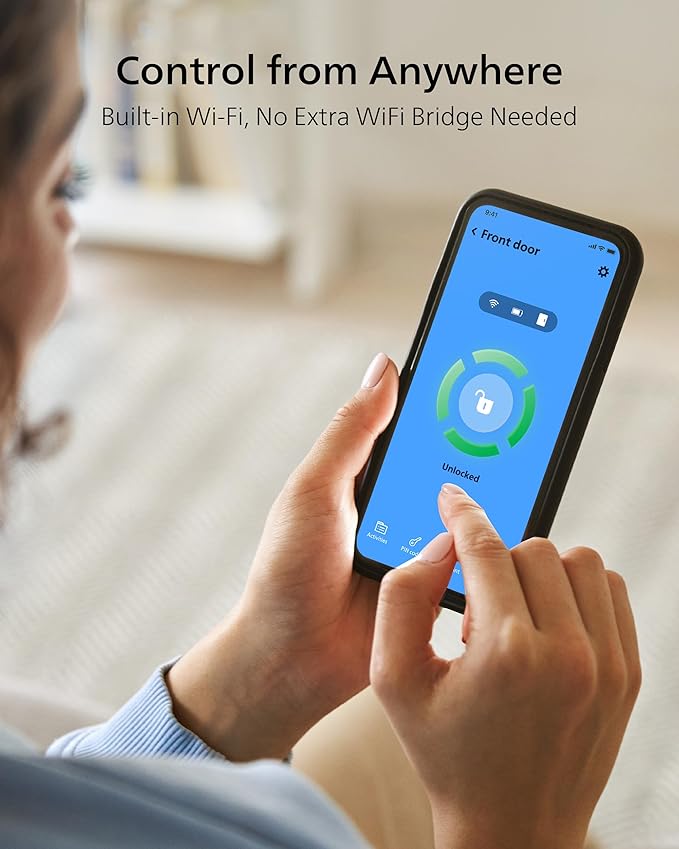 Philips WiFi Smart Lock with Fingerprint Keypad, Smart Deadbolt Smart Door Lock, Built-in WiFi, APP Remote Control, Keyless Entry Door Lock, Auto-Locking, Status Logging, Black