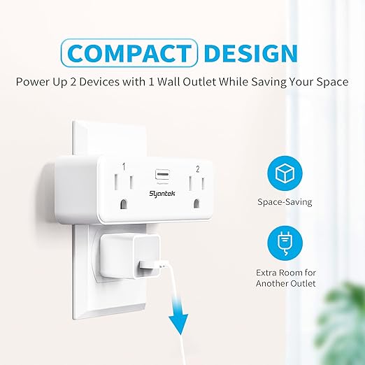 Remote Control Outlet with 2 Independent Control Sockets, Wireless Remote Light Switch Set, Remote Outlet Plug Up to 100 FT Range, FCC Certified, 15A/1875W, White (2 Outlets + 1 Remote)