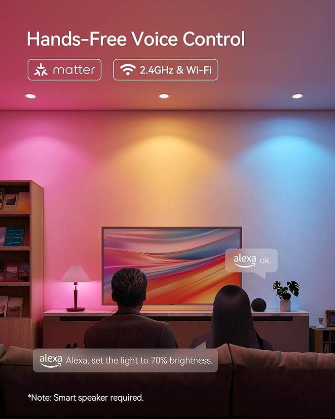 Matter Smart Light Bulbs, Color Changing Light Bulb, hub Required, A19 60W,2.4Ghz WiFi only,Compatible with Alexa Google Assistant, Apple Home,16 Million Colors RGBCW 800 Lumen,4 Pack