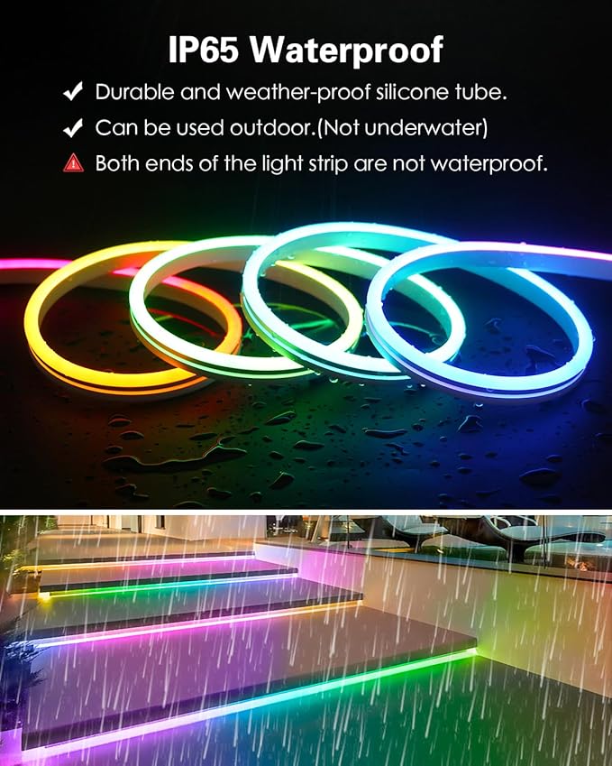 ALITOVE Neon Rope Light Addressable WS2811 RGB IC 32.8ft Room Decor Flexible Programmable Pixels Strip 24V Outdoor IP65 Waterproof (No Power Supply & Controller)