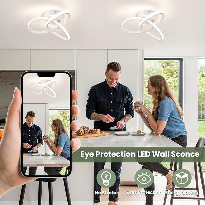 CANEOE Modern Led Ceiling Light Fixtures,4500K Daylight White Semi Flush Mount Hallway Ceiling Light for Bedroom Bathroom Kitchen Balcony Laundry Room Stair Ceiling Lamp Curved Design (White, 4500K)