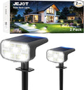 Solar Lights Outdoor Waterproof IP65, Super Bright LED, Cool Light 2 Lighting Modes Selectable, Solar Powered Yard Garden Solar Spot Lights for Outside Landscape Auto On/Off -2 Pack
