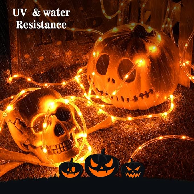 WYZworks 576LEDs, 50ft LED Outside Rope Lights, Waterproof Permanent Outdoor ETL Certified Connectable Clear Tube, Christmas Palm Tree Holiday Decorative Landscape Patio Accent Lighting - Orange