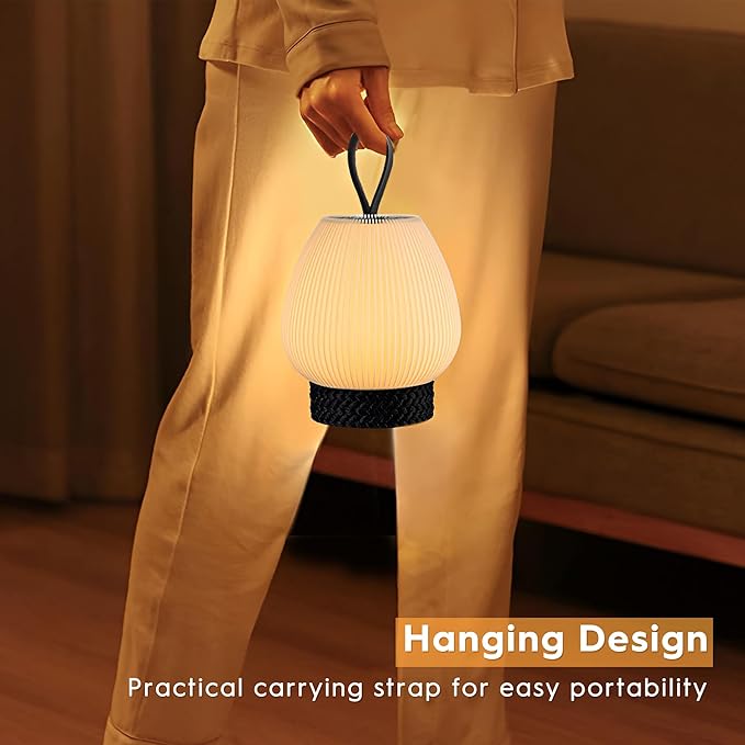 Touch Night Light, Dimmable Small Table Lamps, Rechargeable Portable Bedside Lamp for Bedroom, LED with Warm White Lights, Modern Nightstand Light for Living Room(Black)