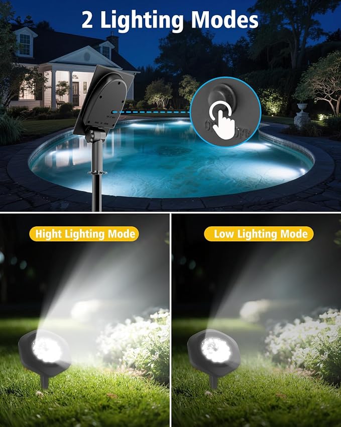 CORESLUX Solar Spot Lights Outdoor Waterproof IP68, 3-in-1 LED Warm Light Solar Landscape Lights, 2 Light Modes Pond Lights Landscape Path Lights for Outside Garden Yard Pond Pathway