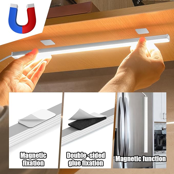 Under Cabinet Lighting, 12 Inch Plug in Light Bar, LED Keyboard Lights, 6000K Cool White Light, Ultra Thin Dimmable Light Bar, Suitable for Kitchen/Desk/Closet/Workbench