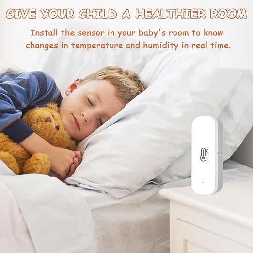 WiFi Hygrometer Thermometer Sensor, Indoor Outdoor Wireless Temperature Humidity Sensor, with Remote Monitor and Alert Compatible with Alexa(1 Pack)