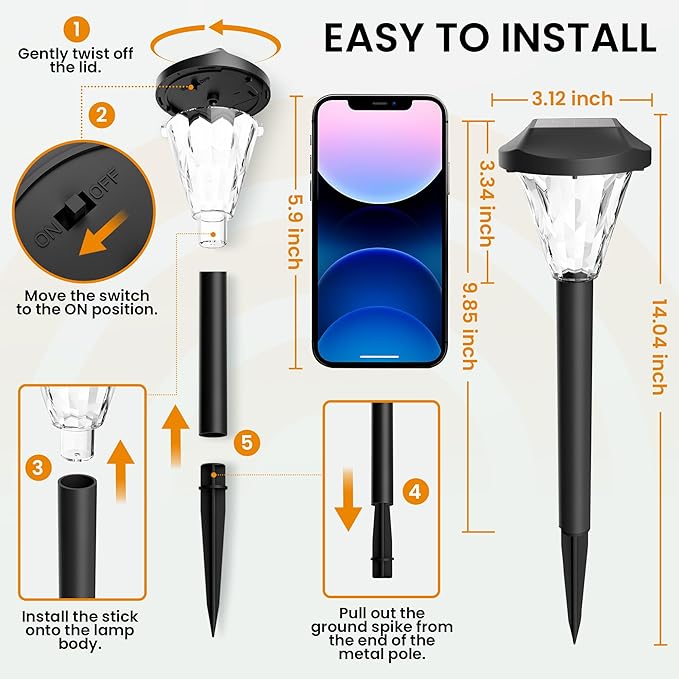GIGALUMI 16 Pack Solar Lights Outdoor Waterproof, Outdoor Solar Lights for Yard, Solar Garden Lights, Yard Decorations Outdoor for Pathway, Patio, Garden, Driveway, Lawn, and Landscape(Warm White)