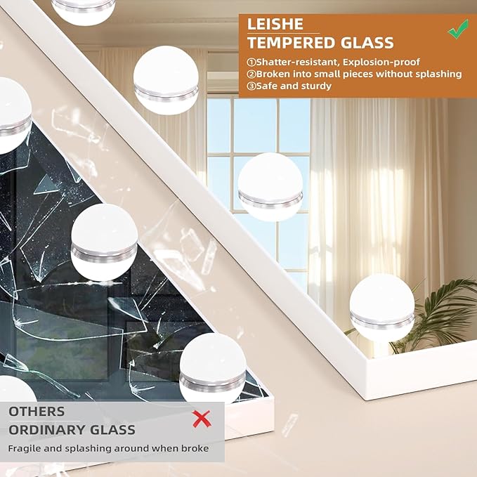 Fenair Large Vanity Makeup Mirror with Lights 32"X23" Lighted Hollywood Mirror with 18 Dimmable Bulbs, 3 Color Light Settings, USB Port, Bedroom Makeup Mirror for Tabletop