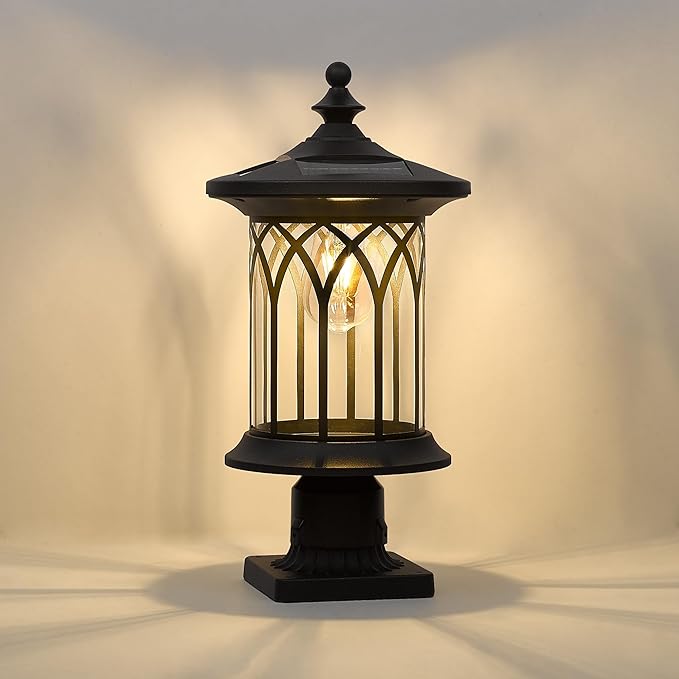 Solar Post Lights Outdoor Waterproof, Dusk to Dawn Solar Lamp Post Light Fixture E26 Base Socket, IP44 Waterproof Post Lights Outdoor Solar Powered for Pathway, Driveway, Lawn, KL235SPL10-1